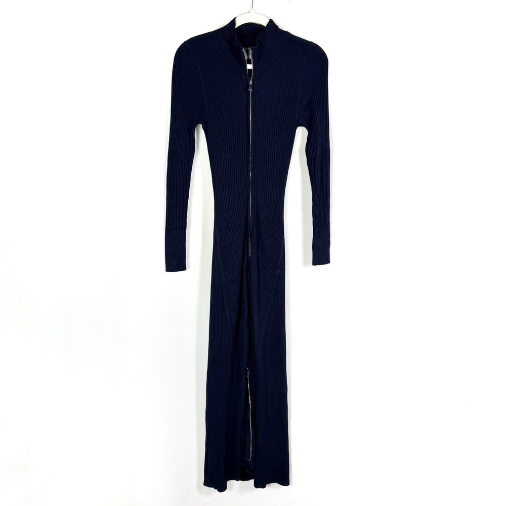 Modern Citizen Janne Zip Sweater Dress Navy Blue Ribbed Knit Long Sleeve Sz S - Picture 5 of 11